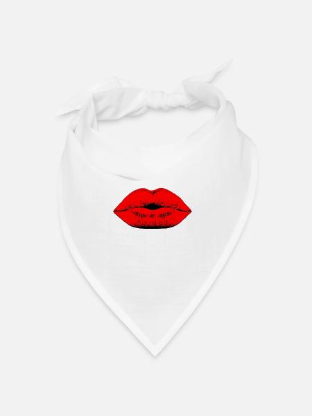 Lippen - Bandana Dreieckstuch - Weiß