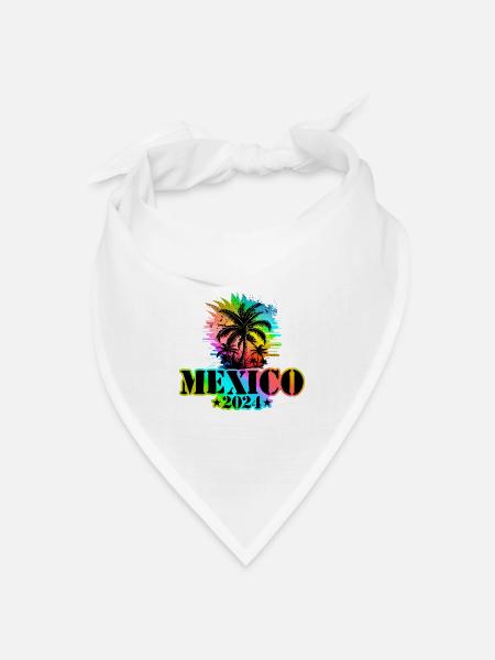 Mexiko 2024 Urlaub Bunt - Bandana Dreieckstuch - Weiß