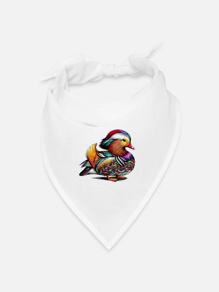 Mandarinente - Bandana Dreieckstuch - Weiß