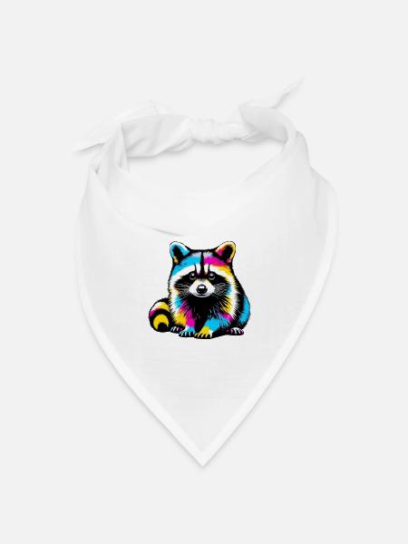 Waschbär - Bandana Dreieckstuch - Weiß