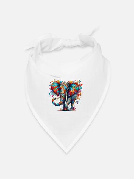 Elefant - Bandana Dreieckstuch - Weiß