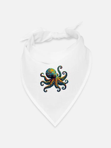 Oktopus van Gogh - Bandana Dreieckstuch - Weiß