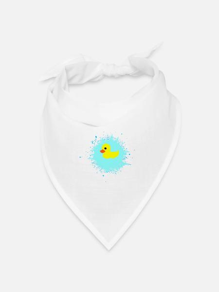 GelbeEnte auf Blauem Spritzer - Bandana Dreieckstuch - Weiß