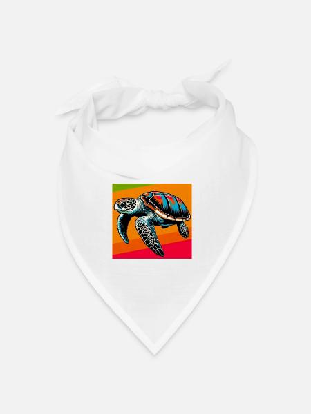 Schildkröte - Bandana Dreieckstuch - Weiß