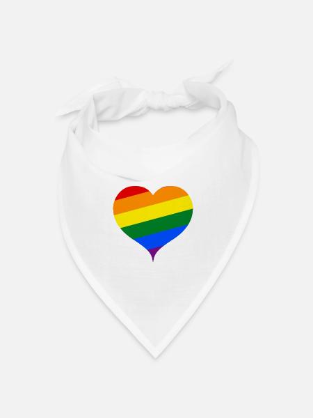 Das Regenbogen-Herz ;) - Bandana Dreieckstuch - Weiß