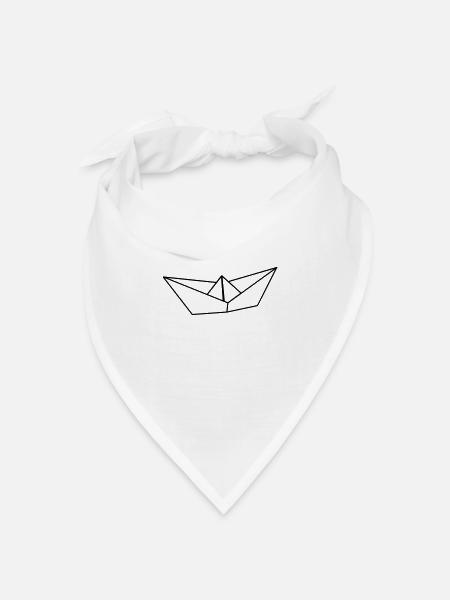 Papier Boot Segelboot - Bandana Dreieckstuch - Weiß