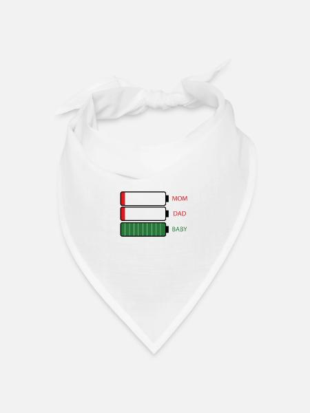 Energie Mama Papa Baby Liebe Akku leer voll - Bandana Dreieckstuch - Weiß