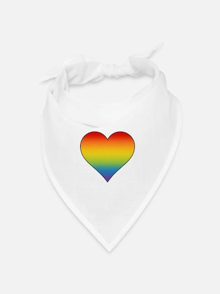 Regenbogen Herz  - Bandana Dreieckstuch - Weiß