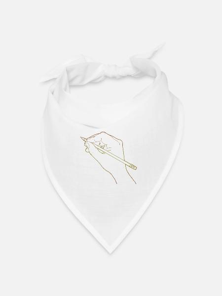 Eine skizzierte Hand, die einen Bleistift hält - Bandana Dreieckstuch - Weiß