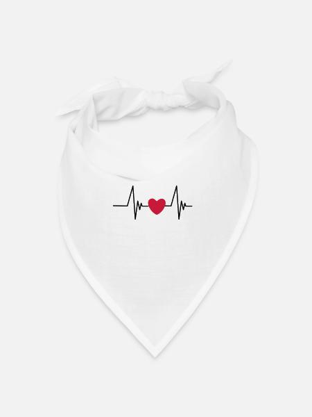 Herzschlag Puls Frequenz Herz Herzfrequenz Clipart - Bandana Dreieckstuch - Weiß