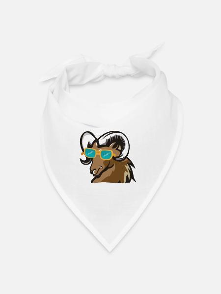 Ram mit Sonnenbrille - Bandana Dreieckstuch - Weiß