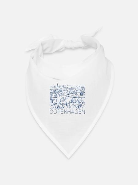 Stiftzeichnung Kopenhagen - Bandana Dreieckstuch - Weiß