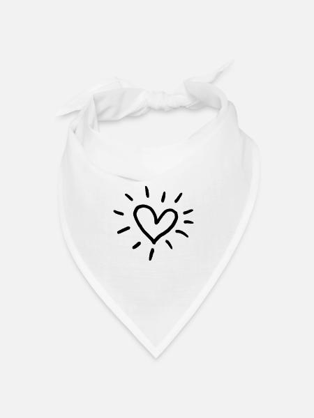 Herz Sonne Doodle: Strichkunst Liebe - Bandana Dreieckstuch - Weiß
