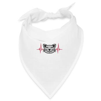 Puls Katze Gesicht glücklich - Bandana Dreieckstuch - Weiß - Vorne