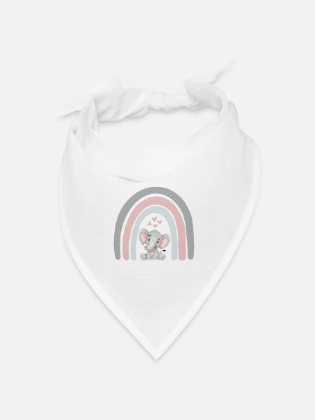 Elephant and Rainbow - Kids T-Shirt - Bandana Dreieckstuch - Weiß