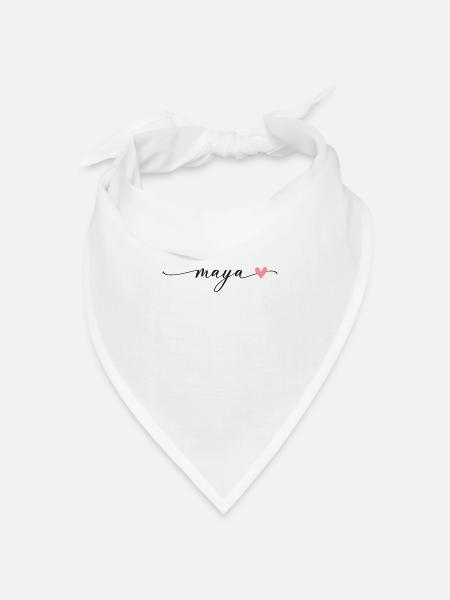 Maya Name Kalligrafie Schrift - Bandana Dreieckstuch - Weiß
