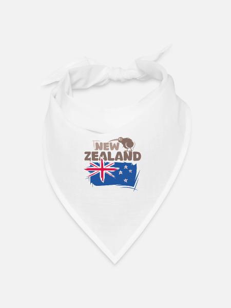 Neuseeland Kiwi Illustration Flagge Tier Symbol - Bandana Dreieckstuch - Weiß
