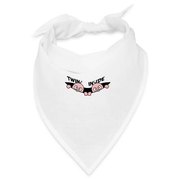 Twins Inside Zwillinge 2 Babys Schwanger Bauch - Bandana Dreieckstuch - Weiß - Vorne