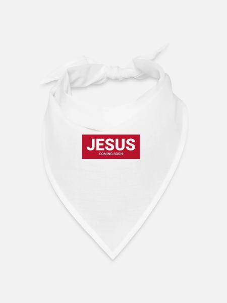 Jesus kommt bald – rot - Bandana Dreieckstuch - Weiß