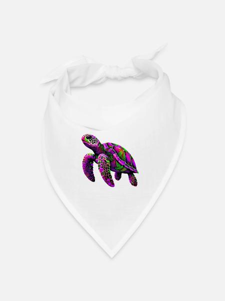 Schildkröte - Bandana Dreieckstuch - Weiß