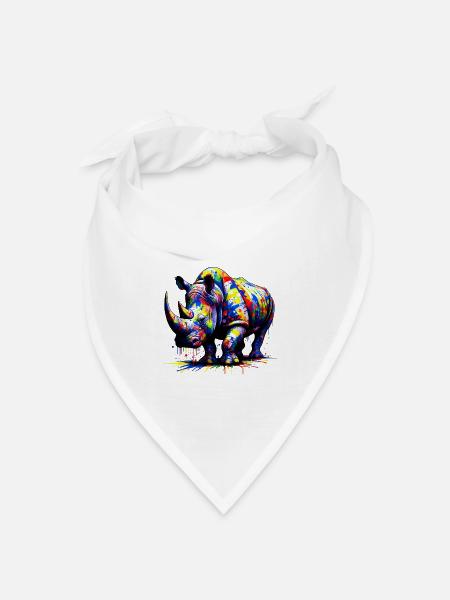 Nashorn - Bandana Dreieckstuch - Weiß