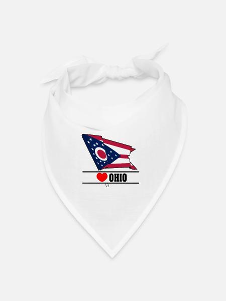 Flagge Ohio Herz OHIO - Bandana Dreieckstuch - Weiß