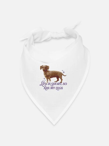 Dackel-Humor – Kurze Beine, Großes Herz - Bandana Dreieckstuch - Weiß