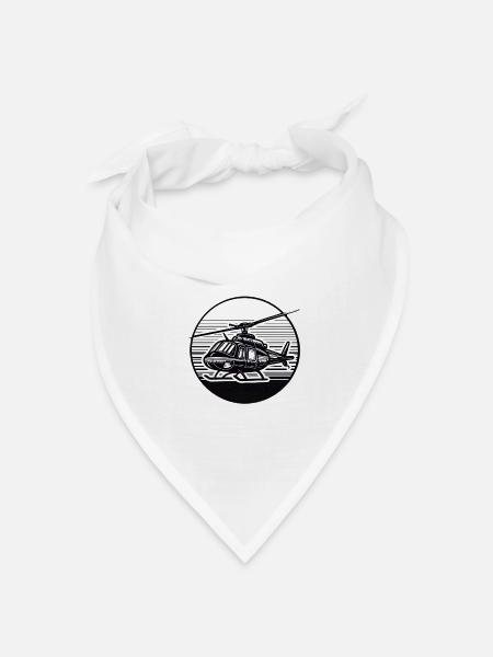 Helikopter in Schwarz Weiß - Bandana Dreieckstuch - Weiß