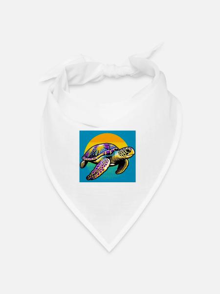Schildkröte - Bandana Dreieckstuch - Weiß
