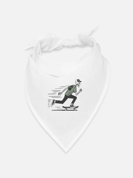 Skeleton Skater T-Shirt – Street Cool Style - Bandana Dreieckstuch - Weiß