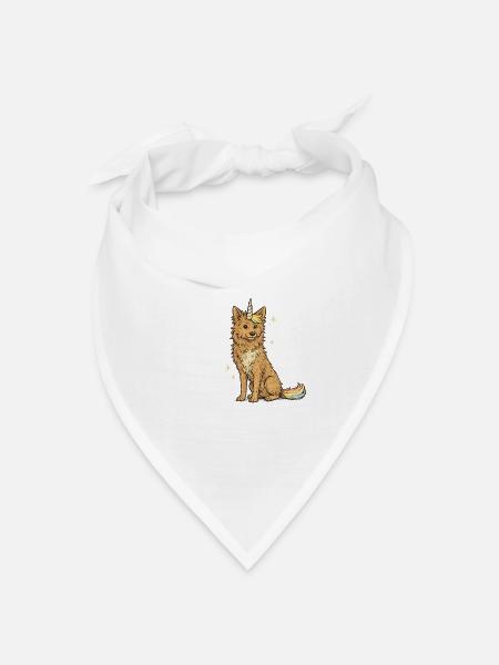 Einhornhund im Sternenglanz * Border Collie braun - Bandana Dreieckstuch - Weiß
