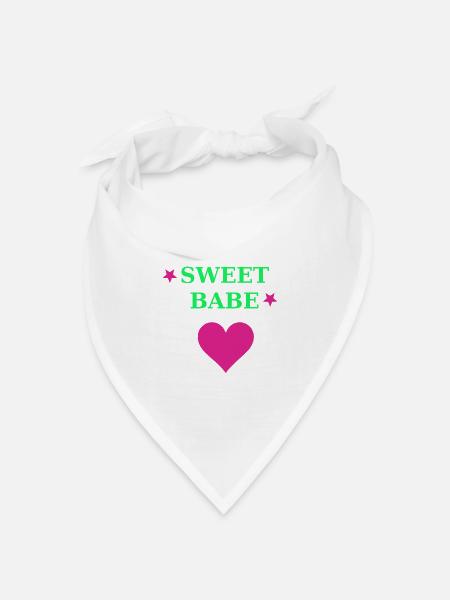 Sweet Babe Neon Herz Typo - Bandana Dreieckstuch - Weiß