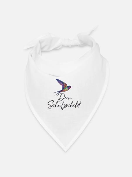 Dein Schutzschild – bunter Geometrie-Vogel - Bandana Dreieckstuch - Weiß