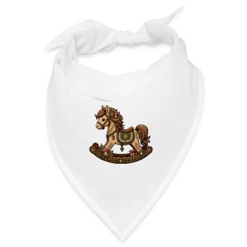 Märchenwald Pony auf Schaukelpferd - Bandana Dreieckstuch - Weiß - Vorne
