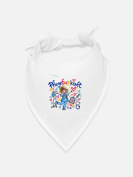 Pflegefachkraft Beruf Pflege Geschenk Doodle - Bandana Dreieckstuch - Weiß