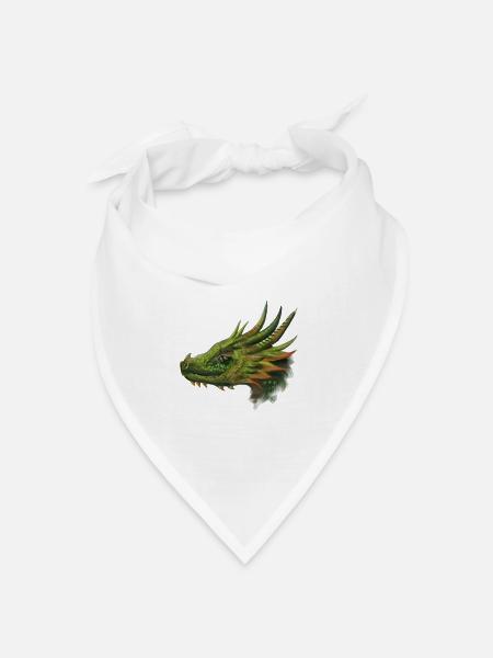 Grüner Drachenkopf - Bandana Dreieckstuch - Weiß
