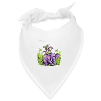 Regenbogen Zebra-Einhorn auf Lila Elefantenritt - Bandana Dreieckstuch - Weiß - Vorne