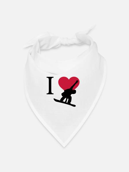 I Love Snowboarding - Bandana Dreieckstuch - Weiß