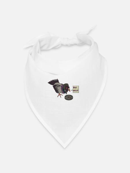 Traurige Taube - Bandana Dreieckstuch - Weiß
