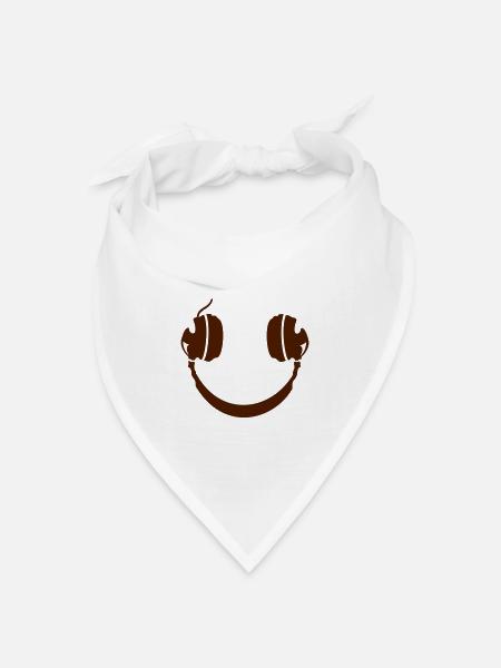 Smiley Headphone - Bandana Dreieckstuch - Weiß