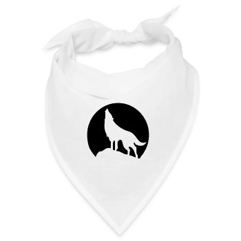 Wolf - Mond - Bandana Dreieckstuch - Weiß - Vorne