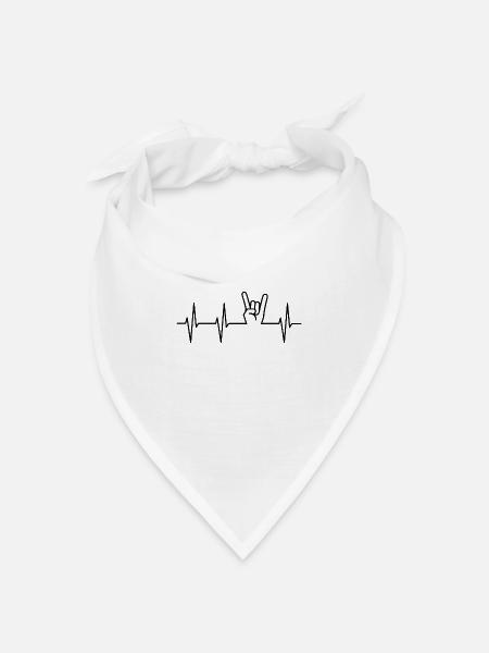 Herzschlag - Bandana Dreieckstuch - Weiß