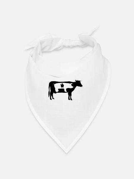 Bauernhof, Kuh, Schwein, Huhn - Bandana Dreieckstuch - Weiß