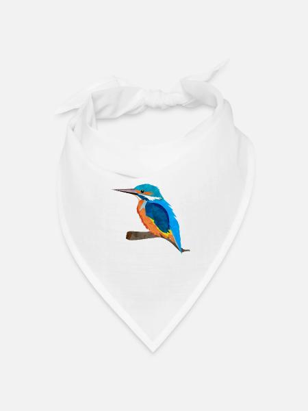 facettenreicher Eisvogel mit leuchtendem Gefieder - Bandana Dreieckstuch - Weiß
