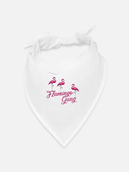 Flamingo Gang - Bandana Dreieckstuch - Weiß
