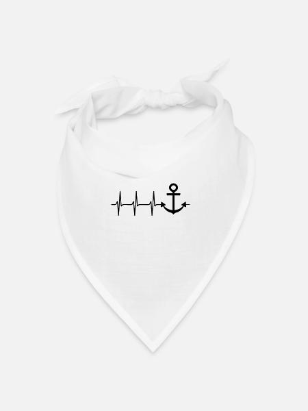 herzschlag anker kapitän - Bandana Dreieckstuch - Weiß