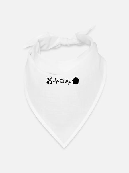 Küchen-Cardio mit Herzpfanne und Sleef und Sieb - Bandana Dreieckstuch - Weiß