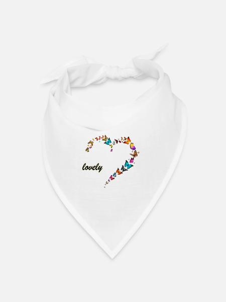 Schmetterlinge multi schönes Herz - Bandana Dreieckstuch - Weiß
