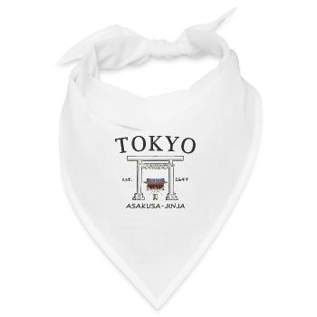 Tokyo, Japan, Torii Asakusa- jinja Handzeichnung - Bandana Dreieckstuch - Weiß - Vorne
