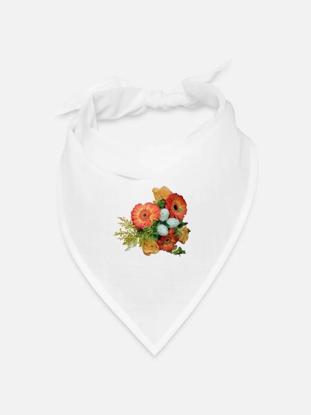 Blumenstrauß mit Ostereier Muster - Bandana Dreieckstuch - Weiß